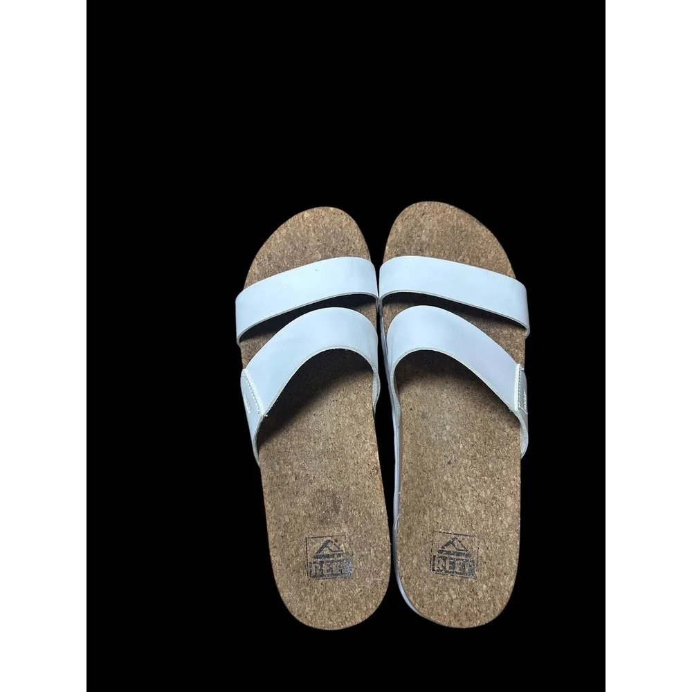 Reef Vista Hi White Platform Sandals Vegan Leather Cork Footbed Slides Size 12